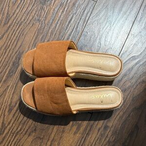 Lulus Suede Brown Slide Platform Sandals